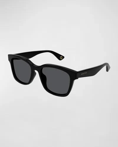 Gucci Men's Rectangle Acetate Sunglasses In Black