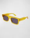 Gucci Men's Rectangle Acetate Sunglasses In Yellow