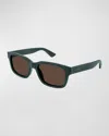 Gucci Men's Rectangle Plastic Sunglasses In Green