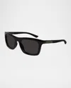 Gucci Men's Rectangle Web Sunglasses In Shiny Black