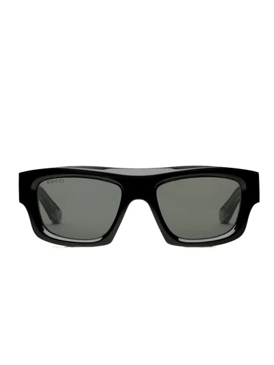 Gucci Men Rectangular Sunglasses In Black
