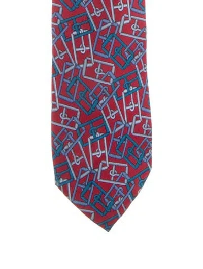 Pre-owned Gucci Men's Red Patterned Neck Tie