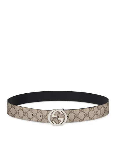 Gucci Men Reversible Belt With Gg Cross Buckle In Brown