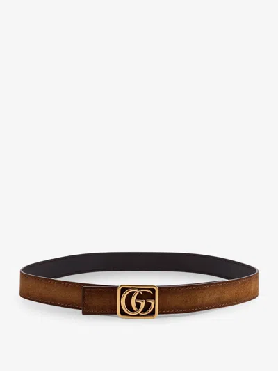 Gucci Men Reversible Leather Belt In Brown