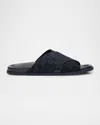 Gucci Men Black Suede Slippers