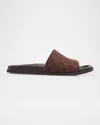 Gucci Brown Suede Open-toe Sandals With Logo Pattern