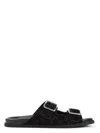 Gucci Rhein Open Suede Leather Sandals In Black