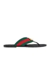 Gucci Web Stripe-embellished Flip Flops In Black