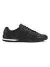 Gucci Men Black Low Top Sneakers With Web Tongue In Leather Man In Black