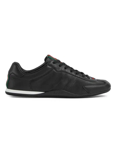 GUCCI MEN'S ROCHELLE LEATHER LOW-TOP SNEAKERS