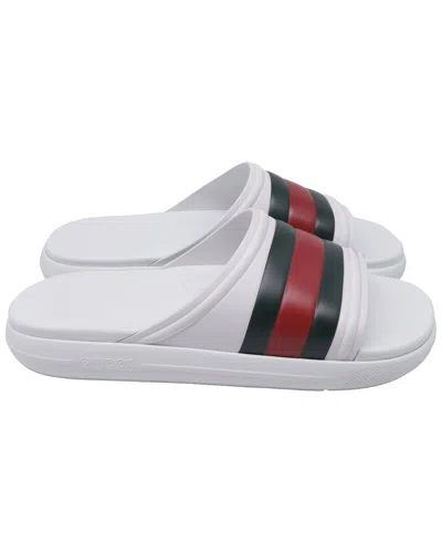 Pre-owned Gucci Men's Rubber Web Slide Sandal (authentic Pre-loved)