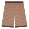 Gucci Men S Gg Alphabet Printed Retro Shorts Camel In Brown