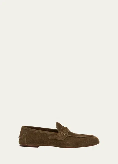 Gucci Men's San Andres Suede Loafers In Olive