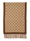 Gucci Reversible Wool Scarf Featuring Fringe Detailing In Neutral