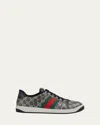 Gucci Men's Screener Gg Canvas Low-top Sneakers With Web In Black