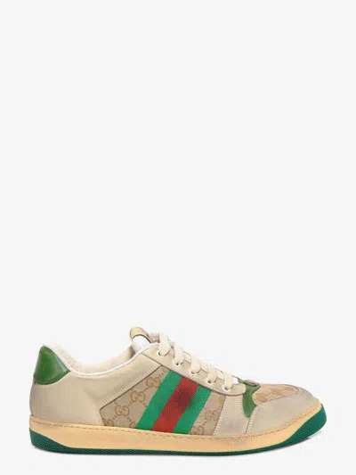 Gucci Men Screener Gg Low-top Vintage Leather Sneakers In Multi