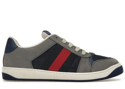 Pre-owned Gucci Men's Screener Gg Sneaker Grey Suede Sneakers In