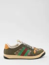 Gucci Men Screener Low-top Leather And Gg Supreme Fabric Sneakers In White