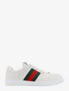 Gucci Leather Sneakers With Lateral Web Band In White