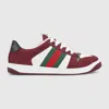 Gucci Screener Sneakers In Rosso Ancora Gg Fabric Men In White