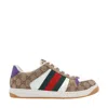 Gucci Screener Trainer In Gg Fabric And Purple Leather Men