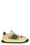 Gucci Gg Original Fabric And Leather Sneakers With Lateral Web Band In Multi