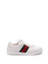 Gucci Leather Sneakers With Lateral Web Band In White