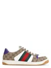 Gucci Screener Trainer In Gg Fabric And Purple Leather Men