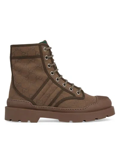 Gucci Men's Sherlin Combat Boots In Brown
