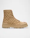 Gucci Men's Sherlin Gg Canvas Lace-up Boots In Ropebeige