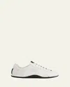 Gucci White Calf Leather Bos Taurus Low Top Sneakers In White