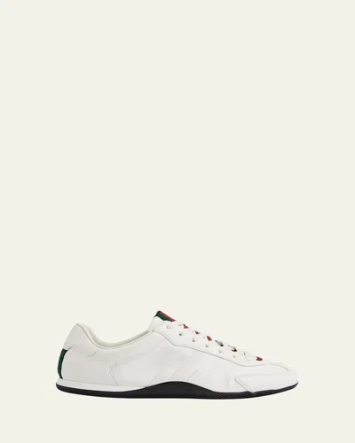 Gucci White Calf Leather Bos Taurus Low Top Sneakers In Neutral