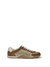 Gucci Shift Suede Sneakers With Gg Supreme Fabric Inserts In Brown