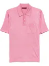 Gucci Pink Polo Shirt With Chest Pocket And Embroidered Logo On The Front In Fine Silk Knit Man In Multicolor