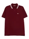 Gucci Bordeaux Polo Shirt With Striped Motif On The Collar And Double G Embroidery On The Front In C