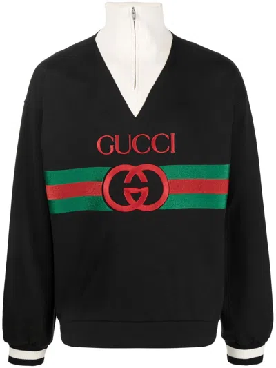Gucci Embroidered-logo High-neck Sweatshirt In Tan