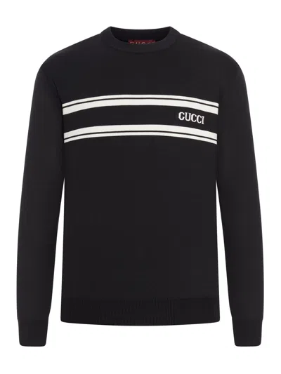 GUCCI GUCCI MEN SILK AND COTTON SWEATER WITH INTARSIA