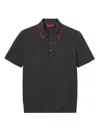 Gucci Silk Cotton Polo Shirt With Web In Gray