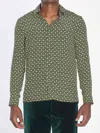 Gucci Horsebit Pattern Silk Long Sleeve Shirt In Green