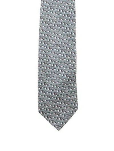 Pre-owned Gucci Men's Silk Tie In Grey