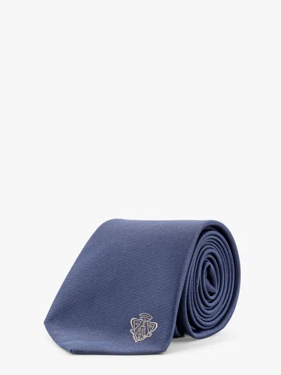 Gucci Men Silk Tie With Lord Detail In Blue