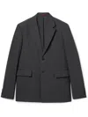 Gucci Men Dark Grey Jacket With Chest Pocket And Embossed Logo In Wool Gabardine Man In Gray