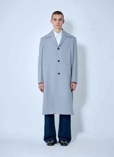 Gucci Men Single-breasted Wool Coat In Blue