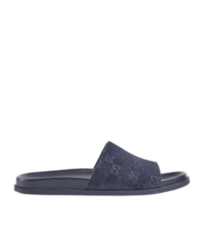 Gucci Men's Slide Sandal In Blue