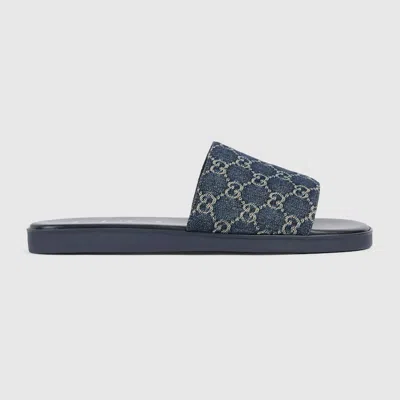Gucci Men's Slide Sandal In Blue