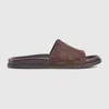 Gucci Brown Suede Open-toe Sandals With Logo Pattern In Brown