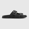 Gucci Men's Slide Sandal With Buckles In Black