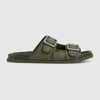 Gucci Men's Slide Sandal With Buckles In Green