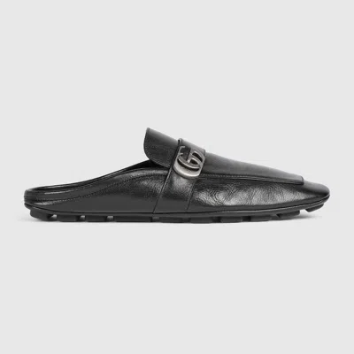Gucci Men's Slipper With Double G In Black