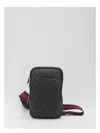 Gucci Gg Supreme Leather Crossbody Bag In Black